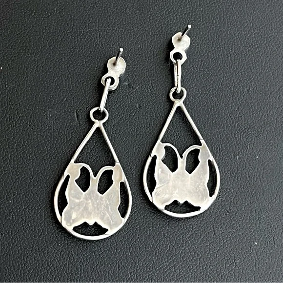 Vintage Native American Zuni sterling silver gemstone inlay butterfly earrings - Picture 6 of 8